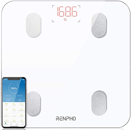 RENPHO Báscula de baño con báscula inteligente, medidor de impedancia, báscula de baño Bluetooth con 13 datos corporales (IMC/músculo/grasa corporal/masa ósea)